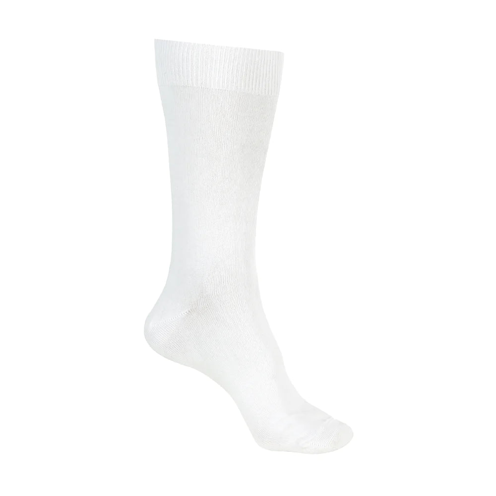 Cotton Loose Top Crew Sock with Tough Toe in White - Aussie Made
