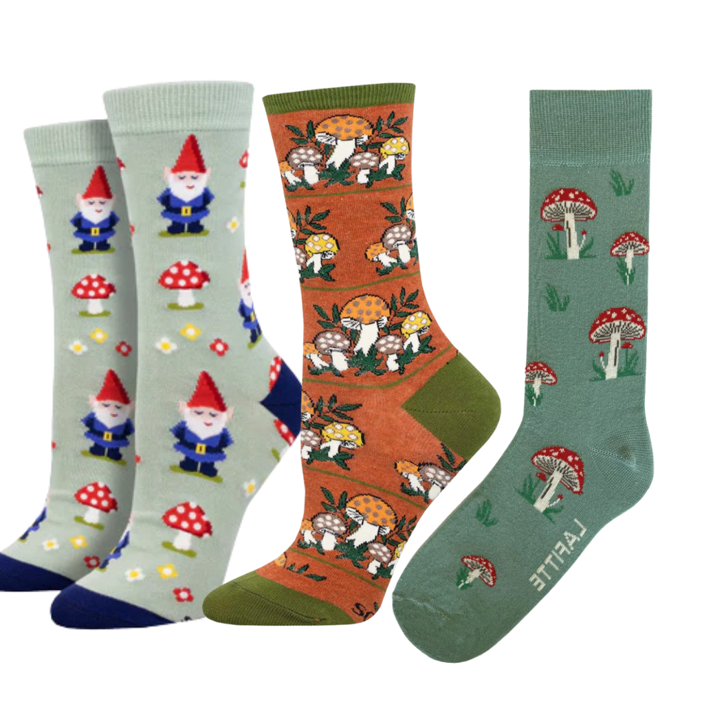 Bundle of 3 Women's Crew Socks - Magic Mushrooms