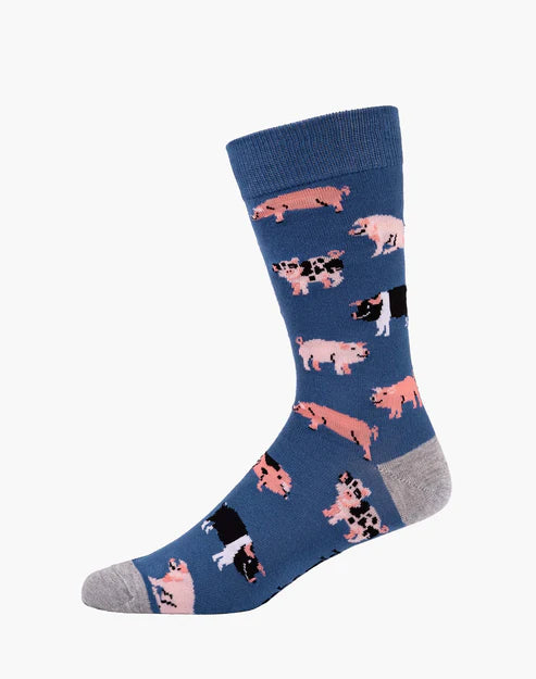 men's socks with pink pigs - the Sockery