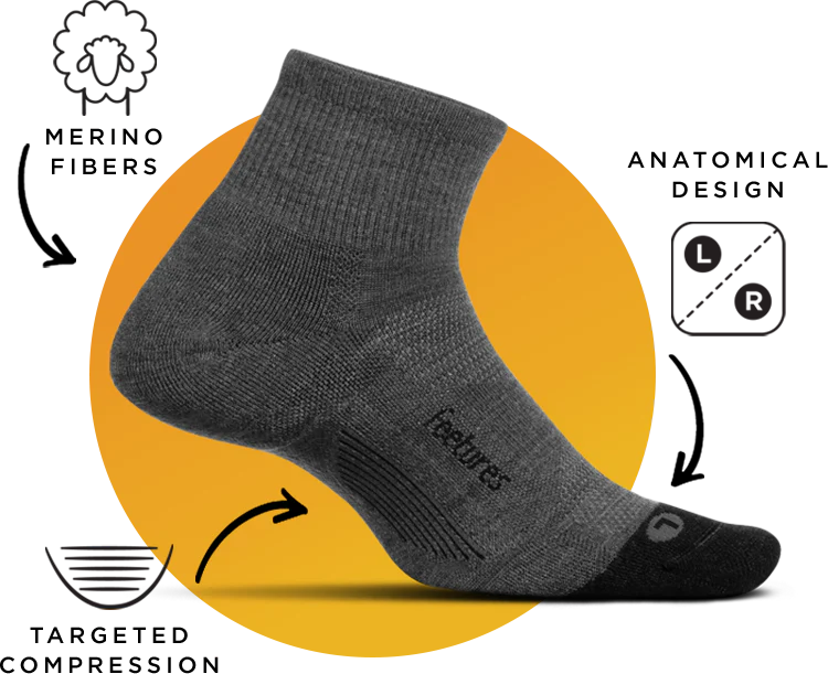 Merino 10 Cushion No Show Tab Socks in Charcoal - The Sockery