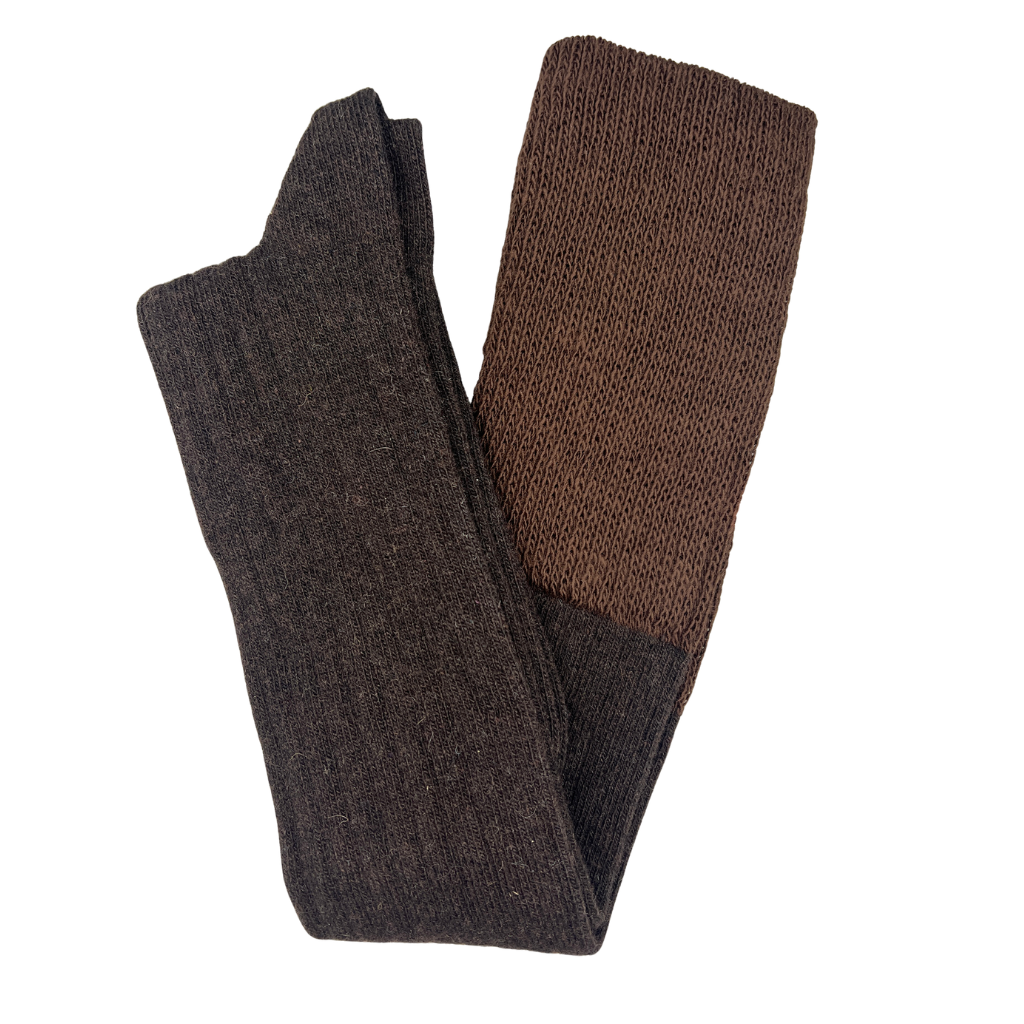 Wool Ribbed Over The Knee High Sock in Chocolate Brown
