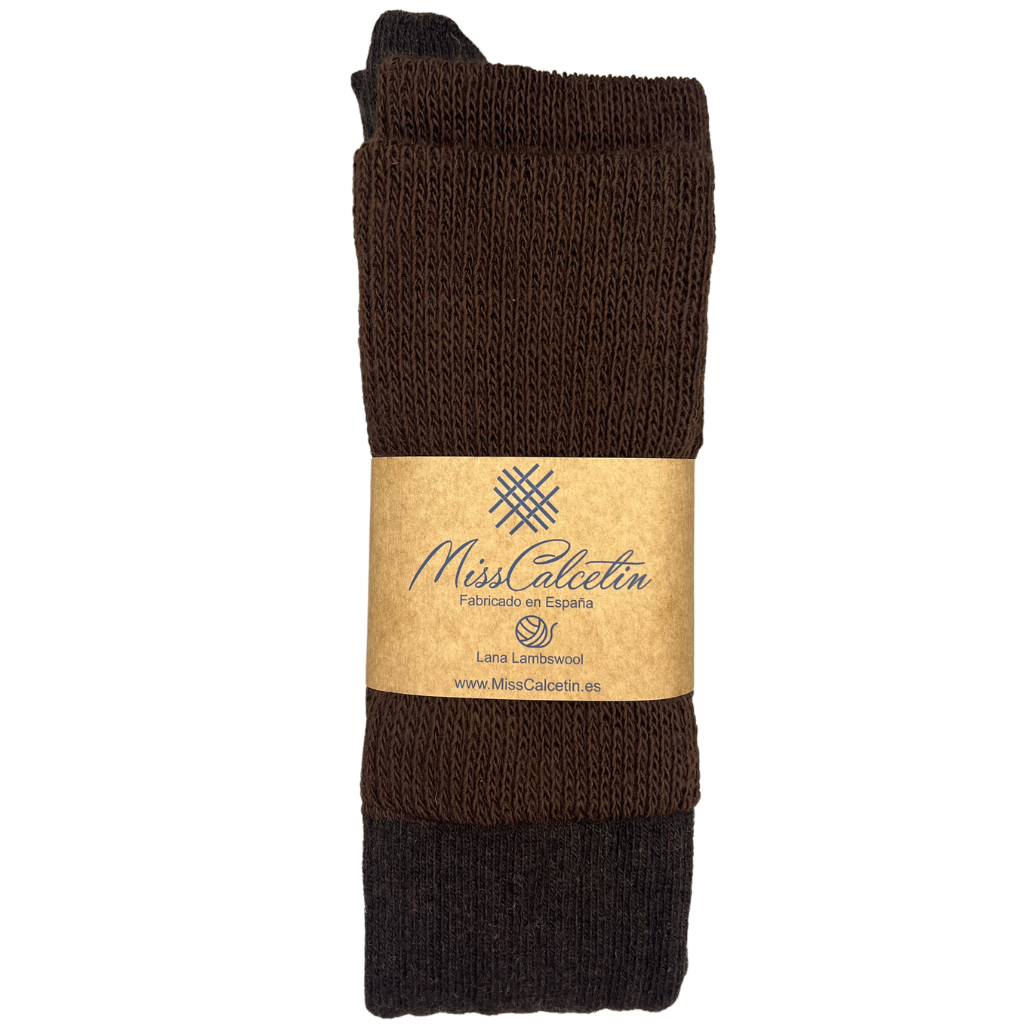 Wool Ribbed Over The Knee High Sock in Chocolate Brown