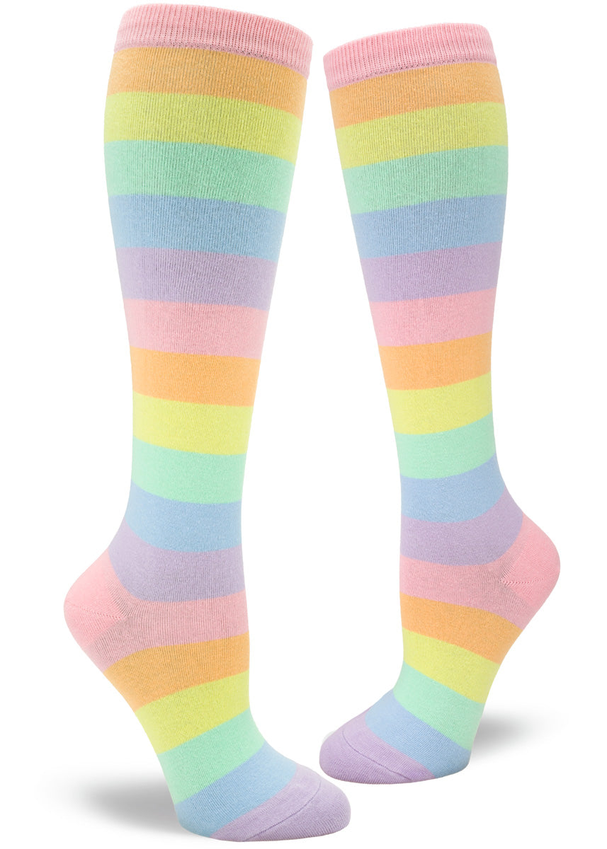 Pastel Striped Knee-High Women's Sock