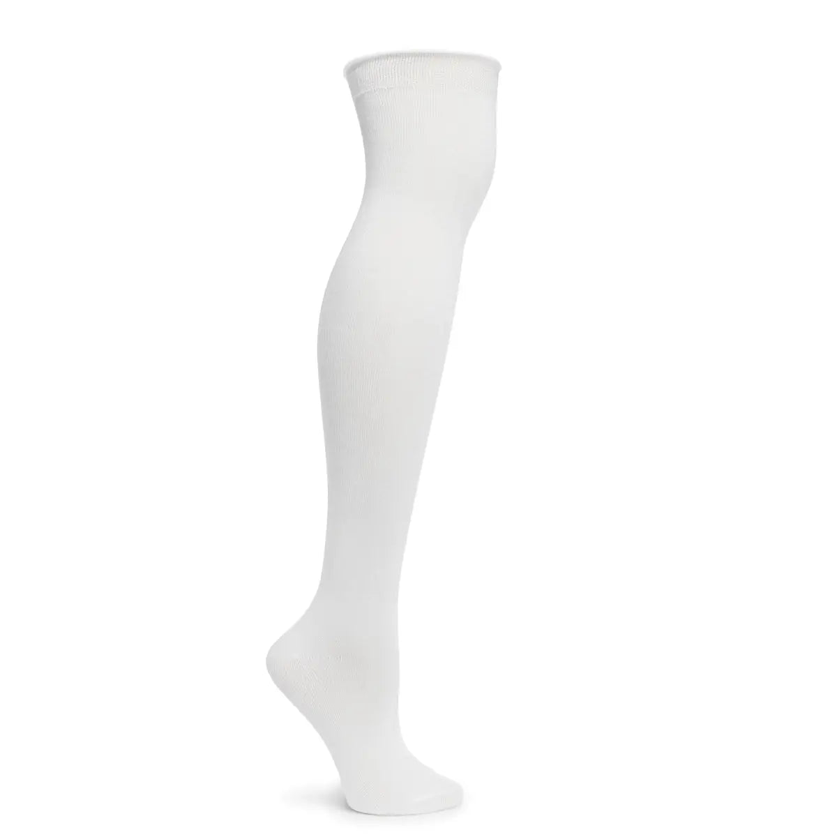 Women's Pima Cotton Knee High Socks with Roll Top in White - The Sockery