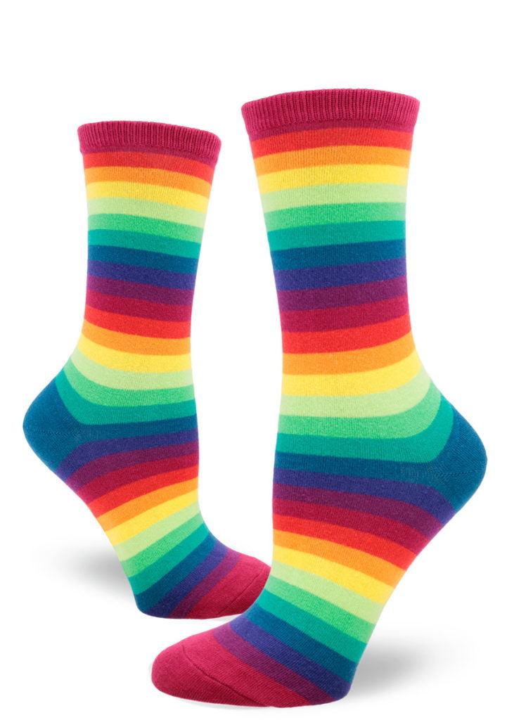 Rainbow Gradient Striped Women's Crew Sock - The Sockery