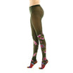 green tights with floral design
