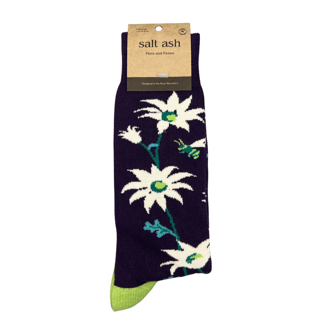 Flannel Flower Crew Socks