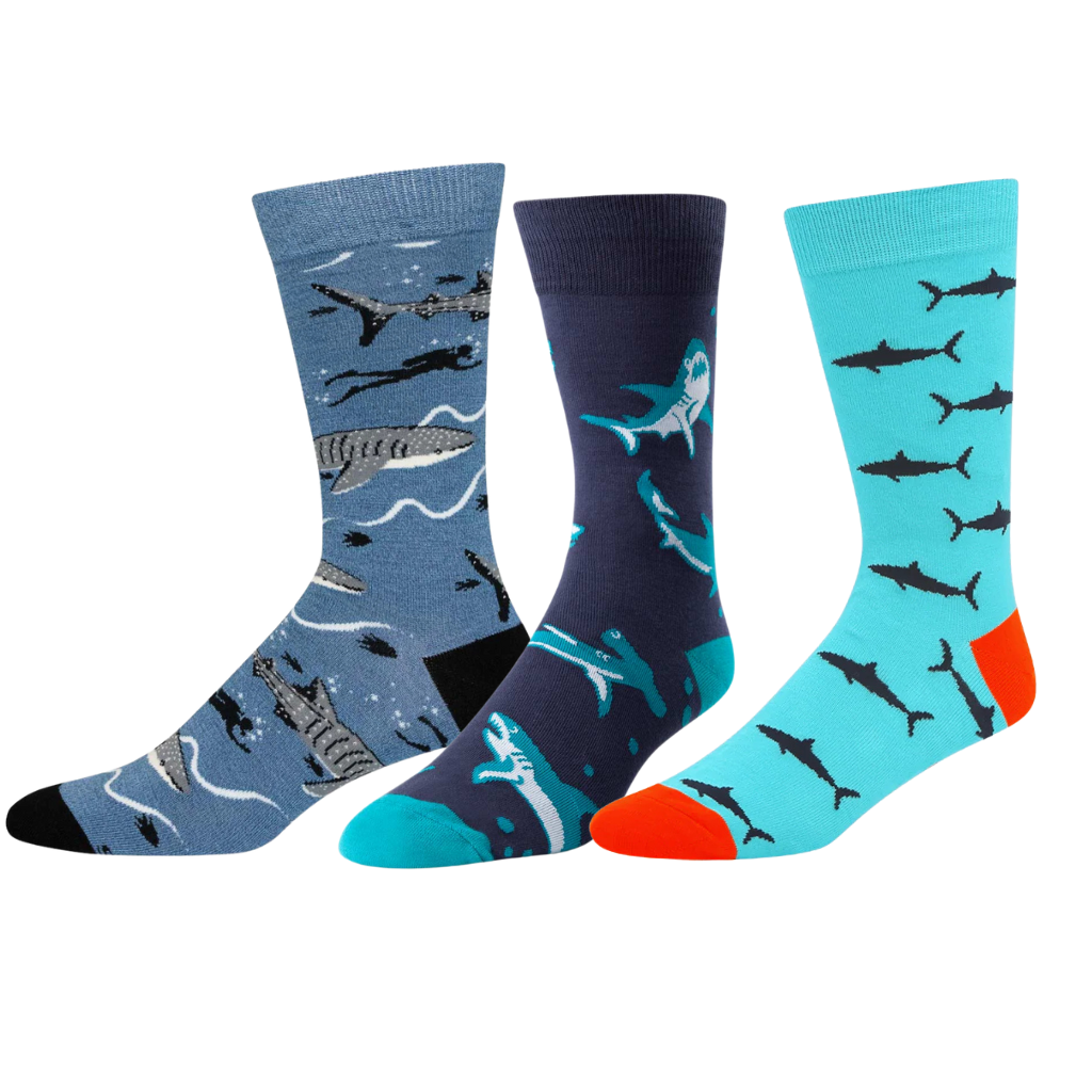 Bundle 3 Pairs of Men's Socks - Look out Sharks!!