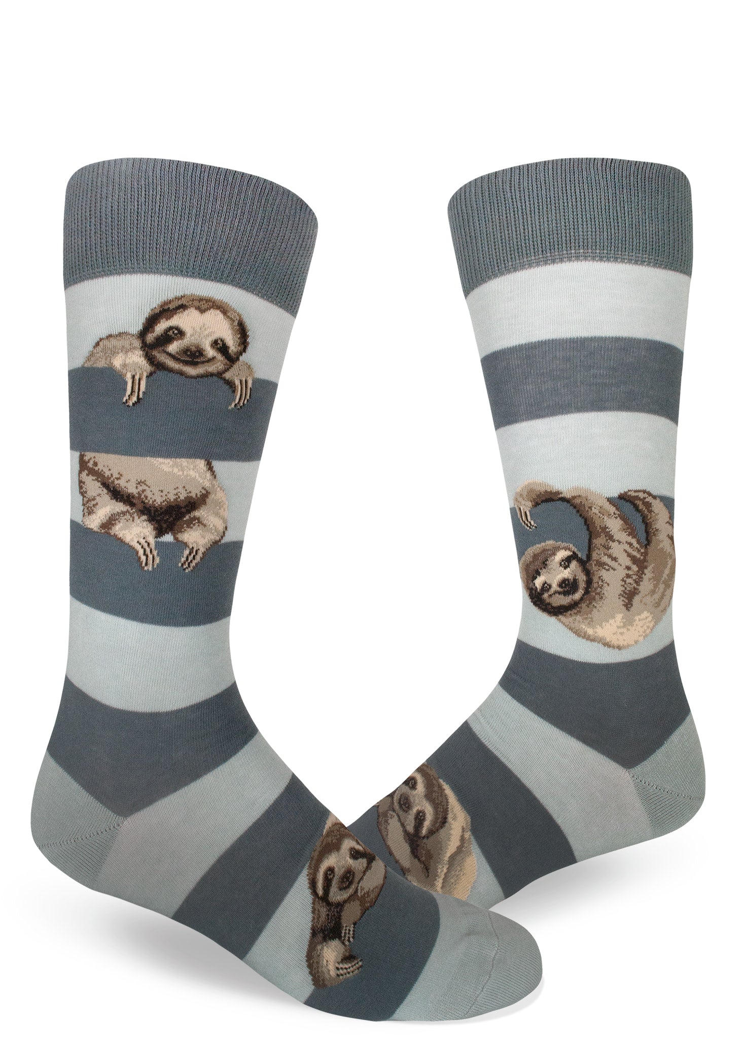 Sloth Striped Men's Crew Sock in Frost