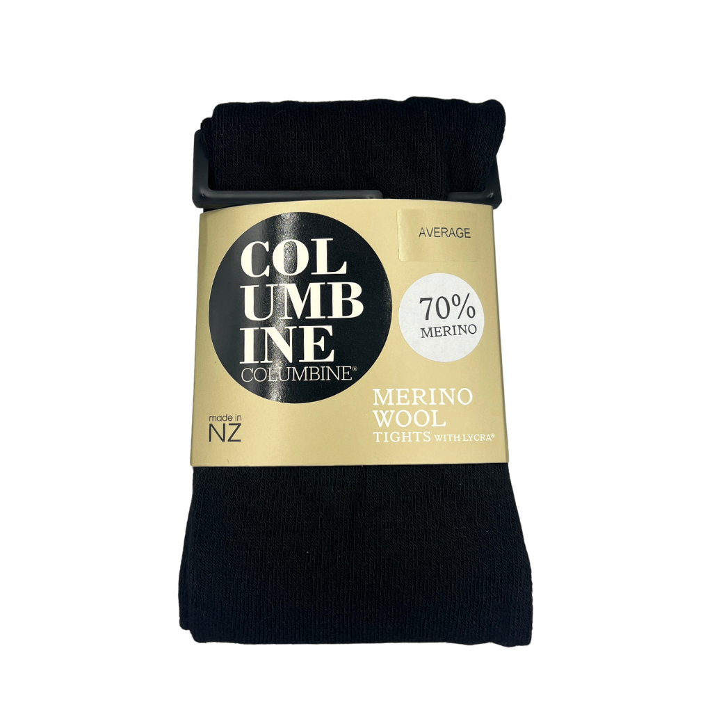 Women's Plain Merino Wool Tights in Black