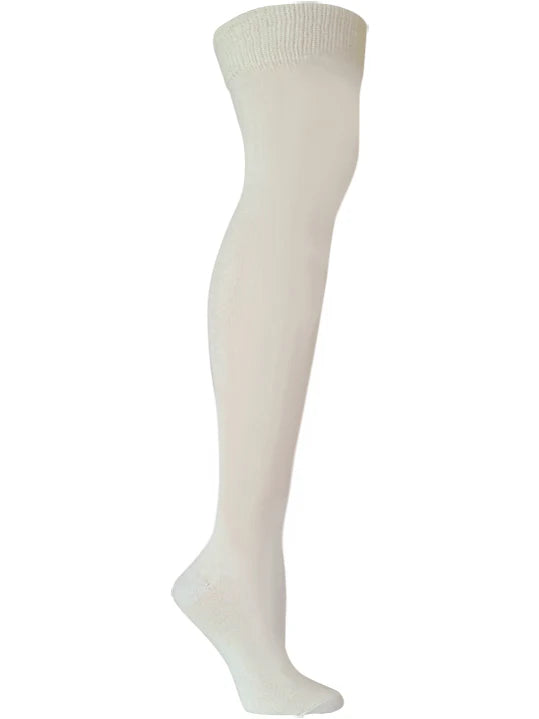 White knee-high socks on a white background