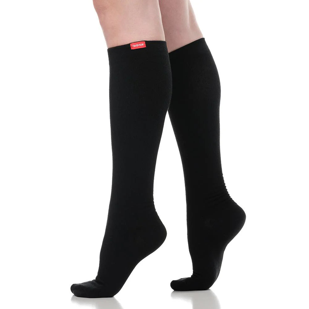 Moderate Compression Wide Calf Knee Highs in Solid Black