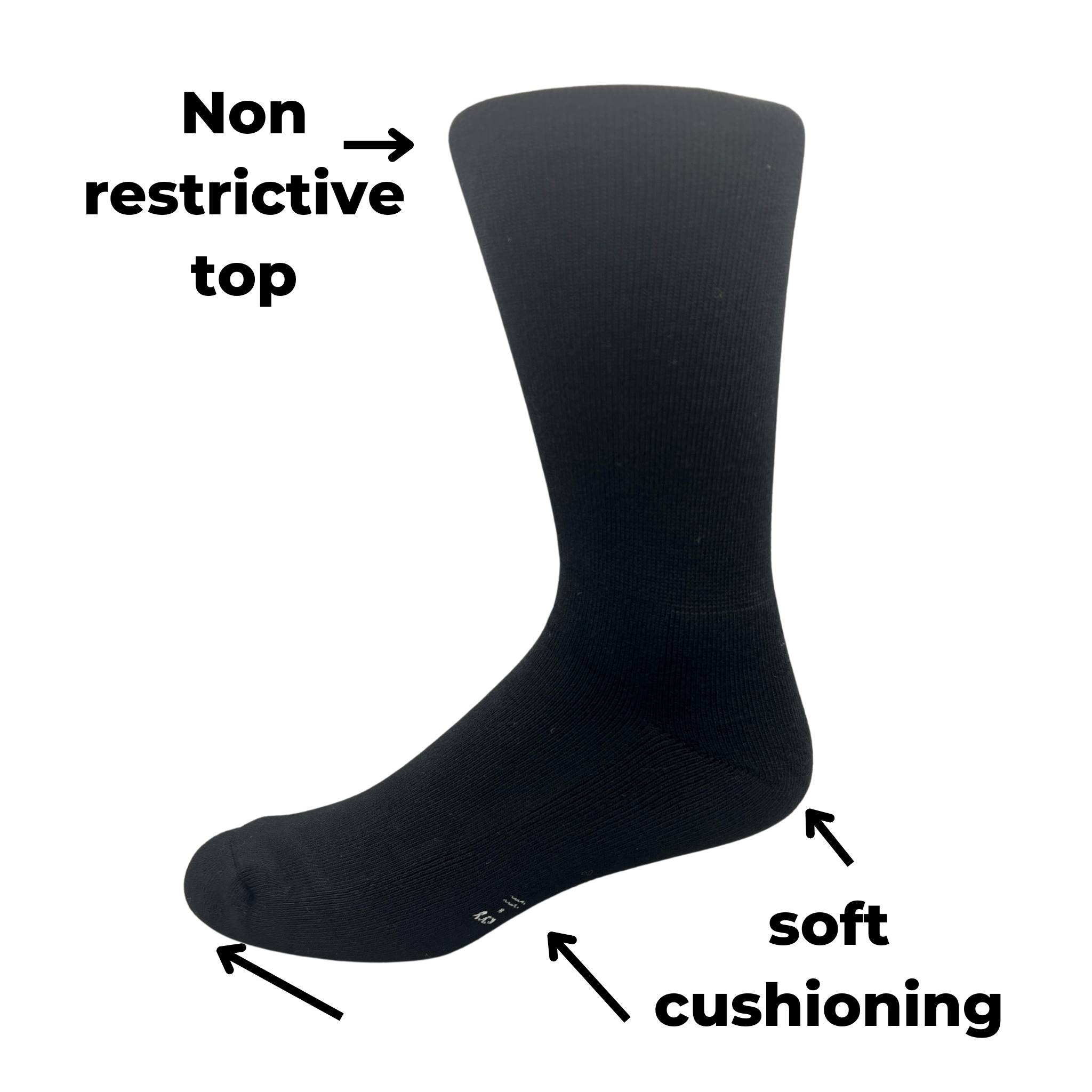 cushioned foot sock with non restrictive top - The Sockery