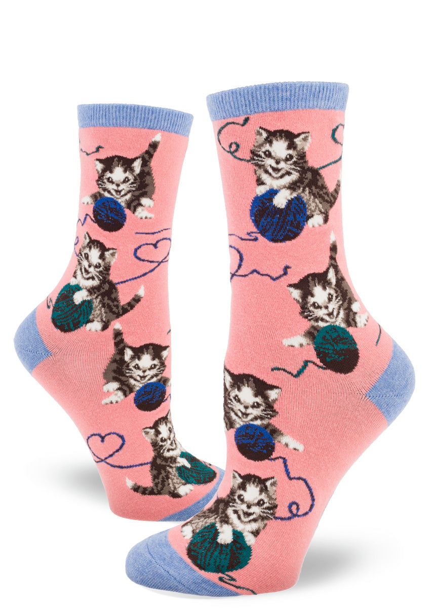 String Cat Women's Crew Sock in Peach