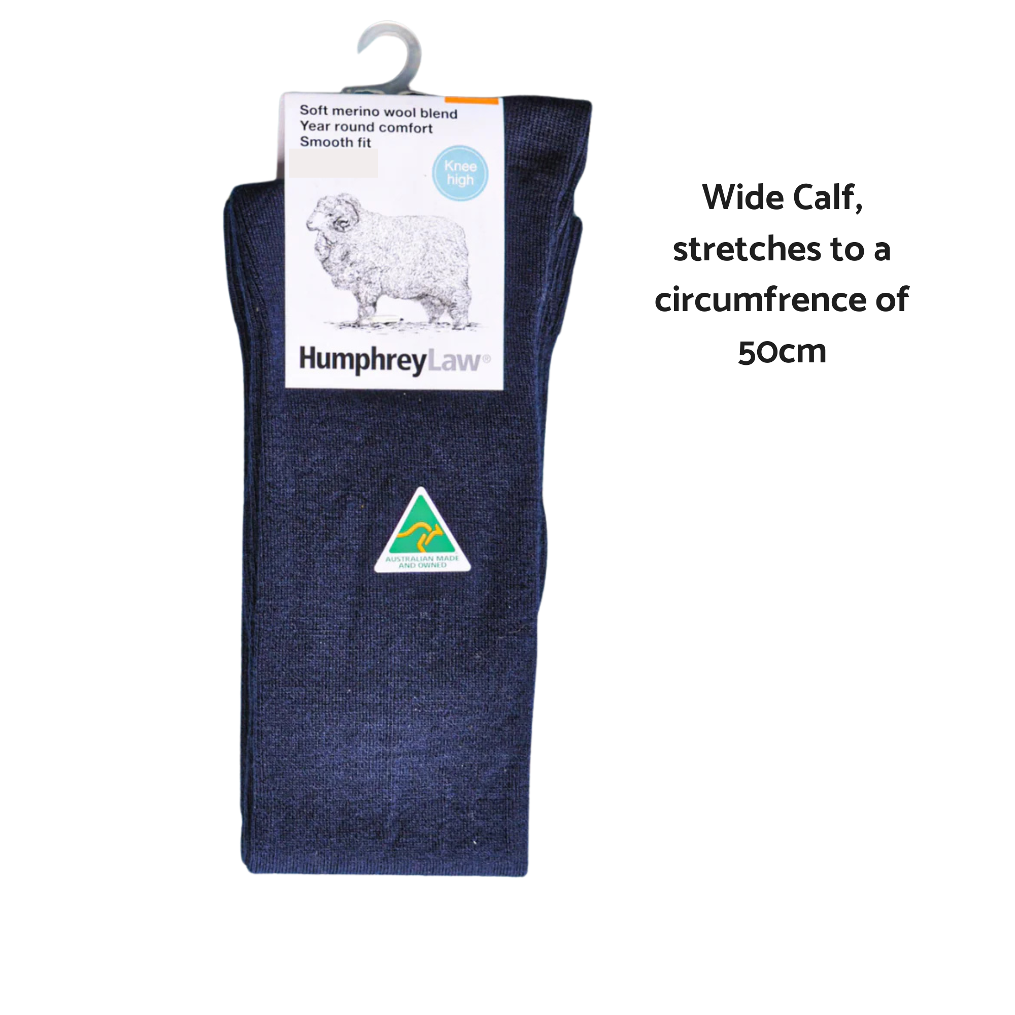 Merino Wool Women's Knee High Socks in Navy - Aussie Made