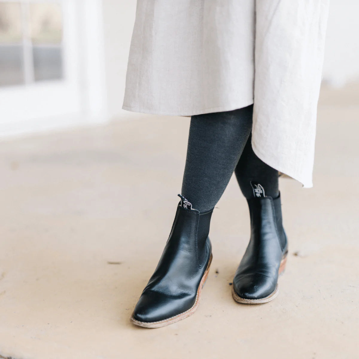 Merino Wool Tights in Charcoal