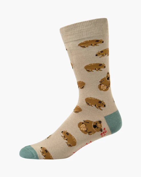 Wally Wombat Men's Brown Crew Socks