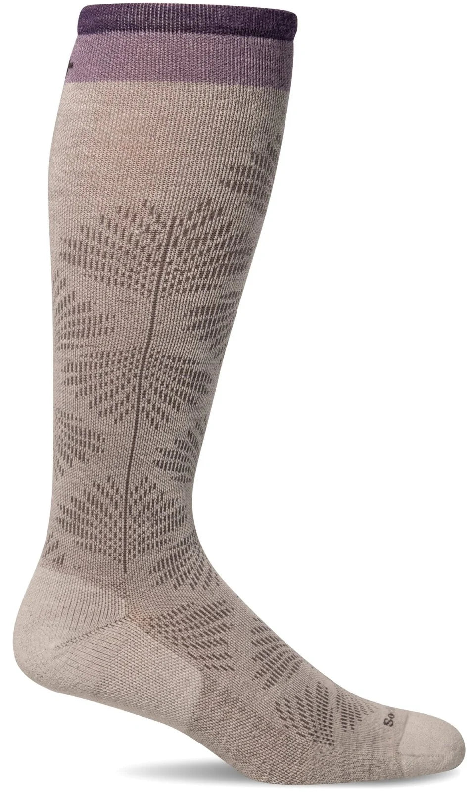 Full Floral Women's Bamboo/Merino Moderate Graduated Compression Socks in Natural - Wide Calf Fit - The Sockery