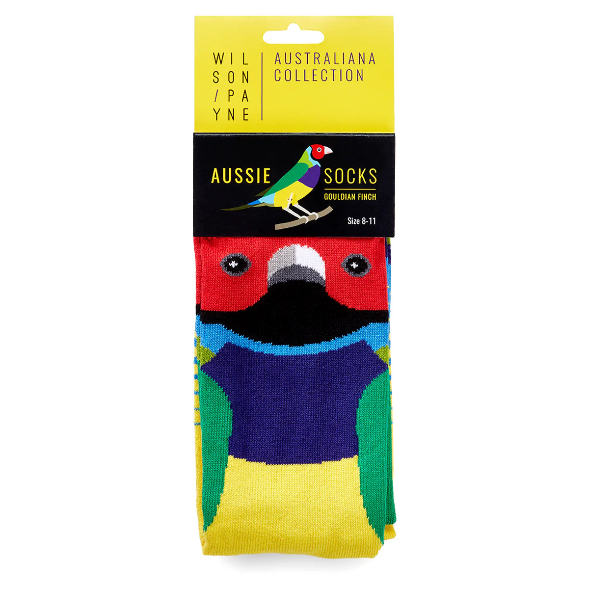 Colourful socks with a finch design - The Sockery