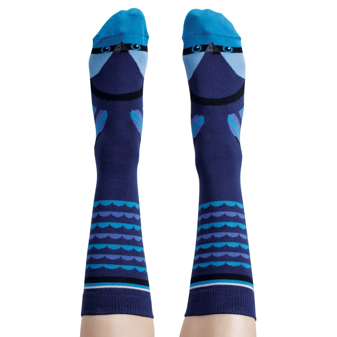 blue sock depicting the superb fairy wren - The Sockery