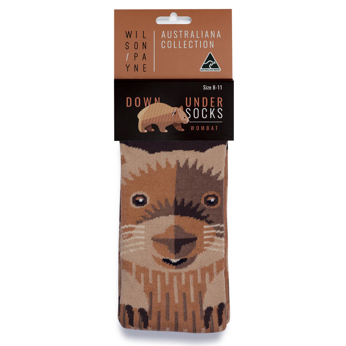 Pair of socks with a wombat face design -The Sockery