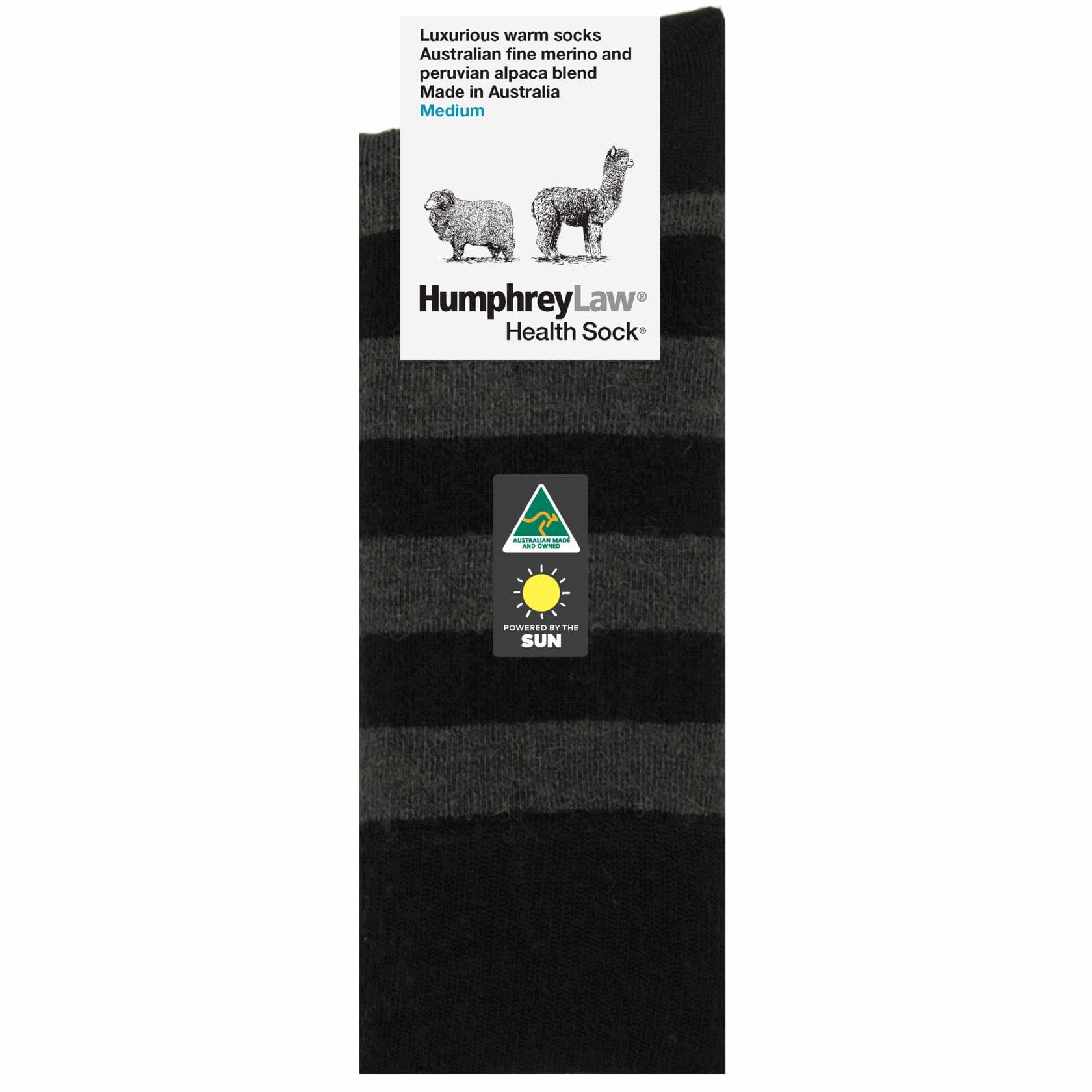 Merino and Alpaca Blend Striped Socks in Black - The Sockery