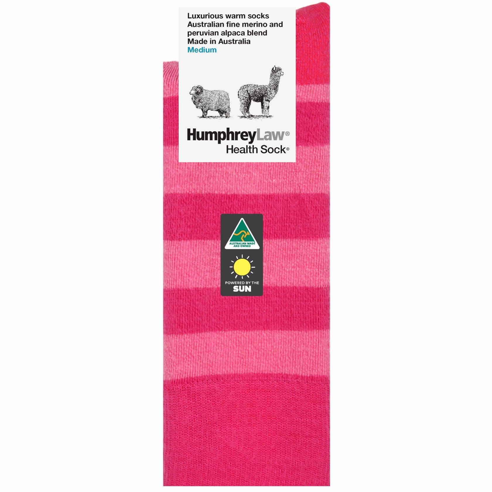 Australian MadeWomen's Merino & Peruvian Alpaca Blend Stripes in Fuchsia  - The Sockery