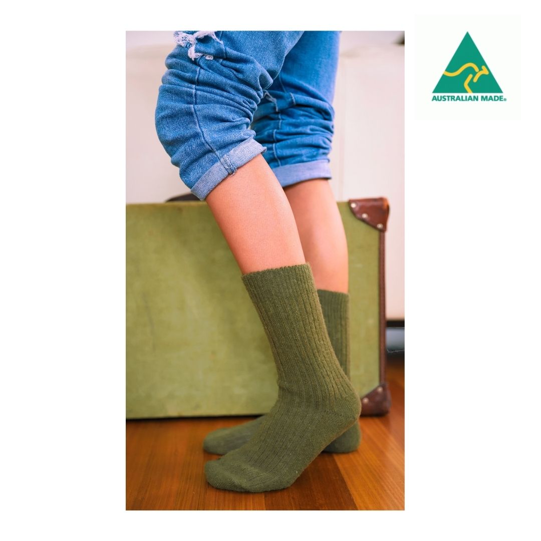 Luxury Alpaca Blend Socks in Sage - Aussie Made