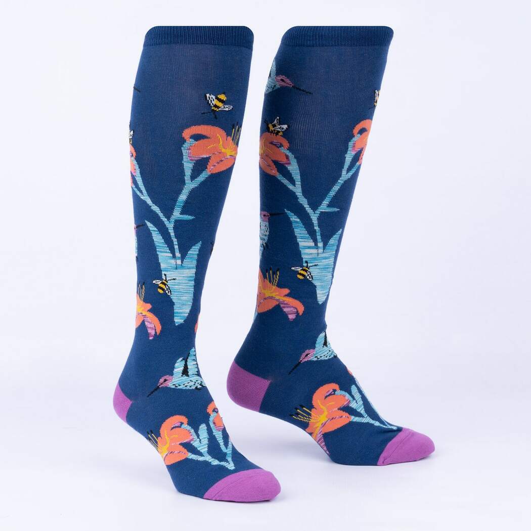 Hmmmmmingbird Women's Knee High Sock - Space Dye Yarn - The Sockery