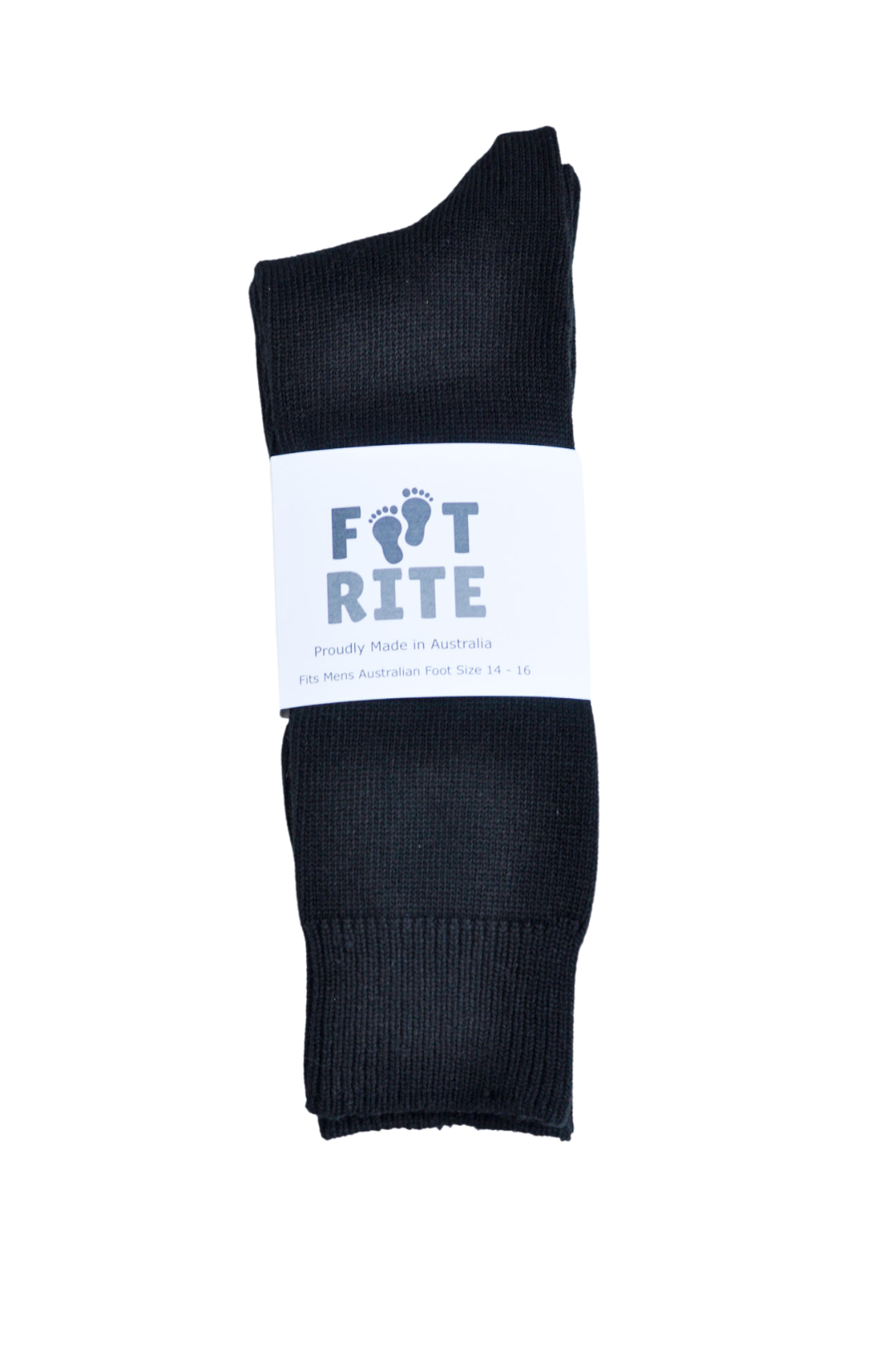 Foot Rite Extra Large Black Socks for Men sized 14 to 21 shoe - Australian Made