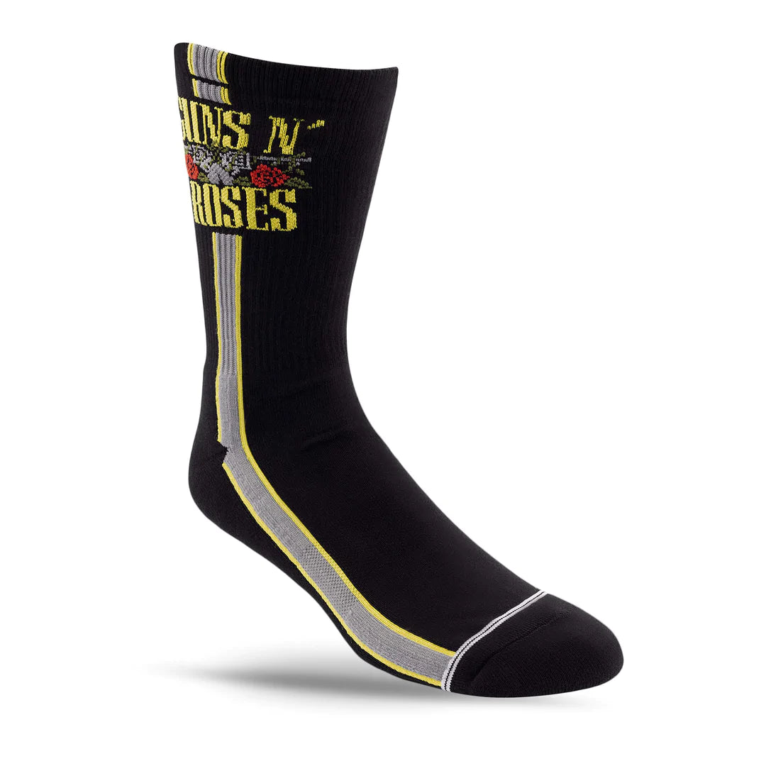 Guns n' Roses Side Stripe Crew Socks in Black - The Sockery