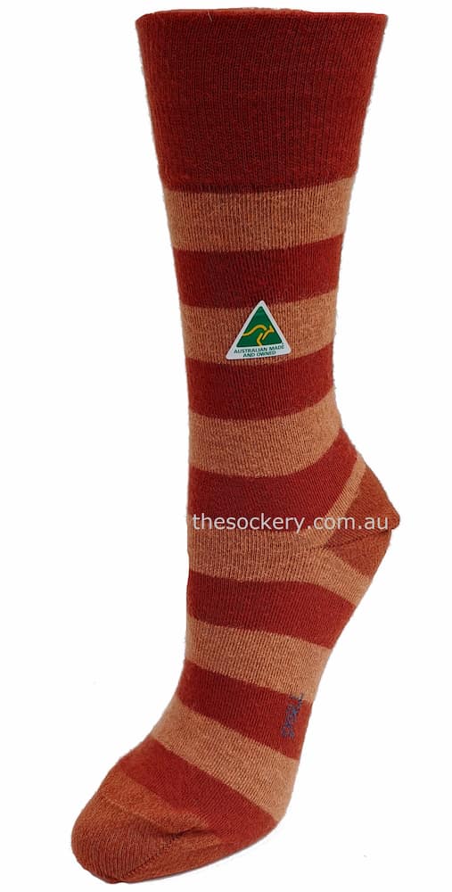Merino and Alpaca Blend Striped Socks in Terracotta - Aussie Made