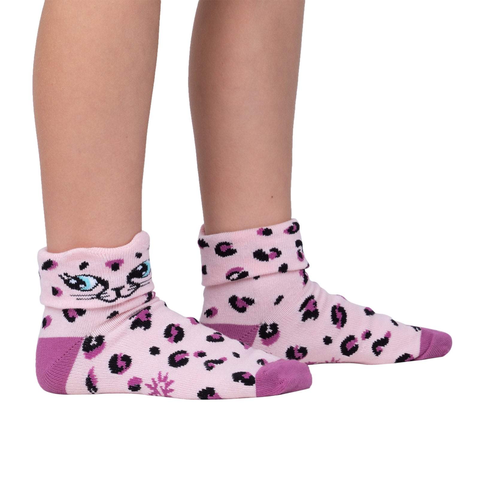 Check Meow Turn Cuff Kid's Crew Socks (Age 3-6 yrs)