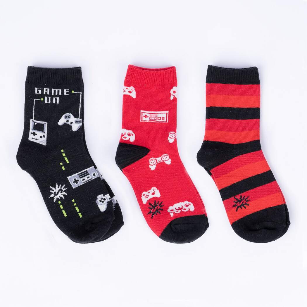 Game On Kids Crew Sock - 3 Pack - Glow in the - Dark The Sockery