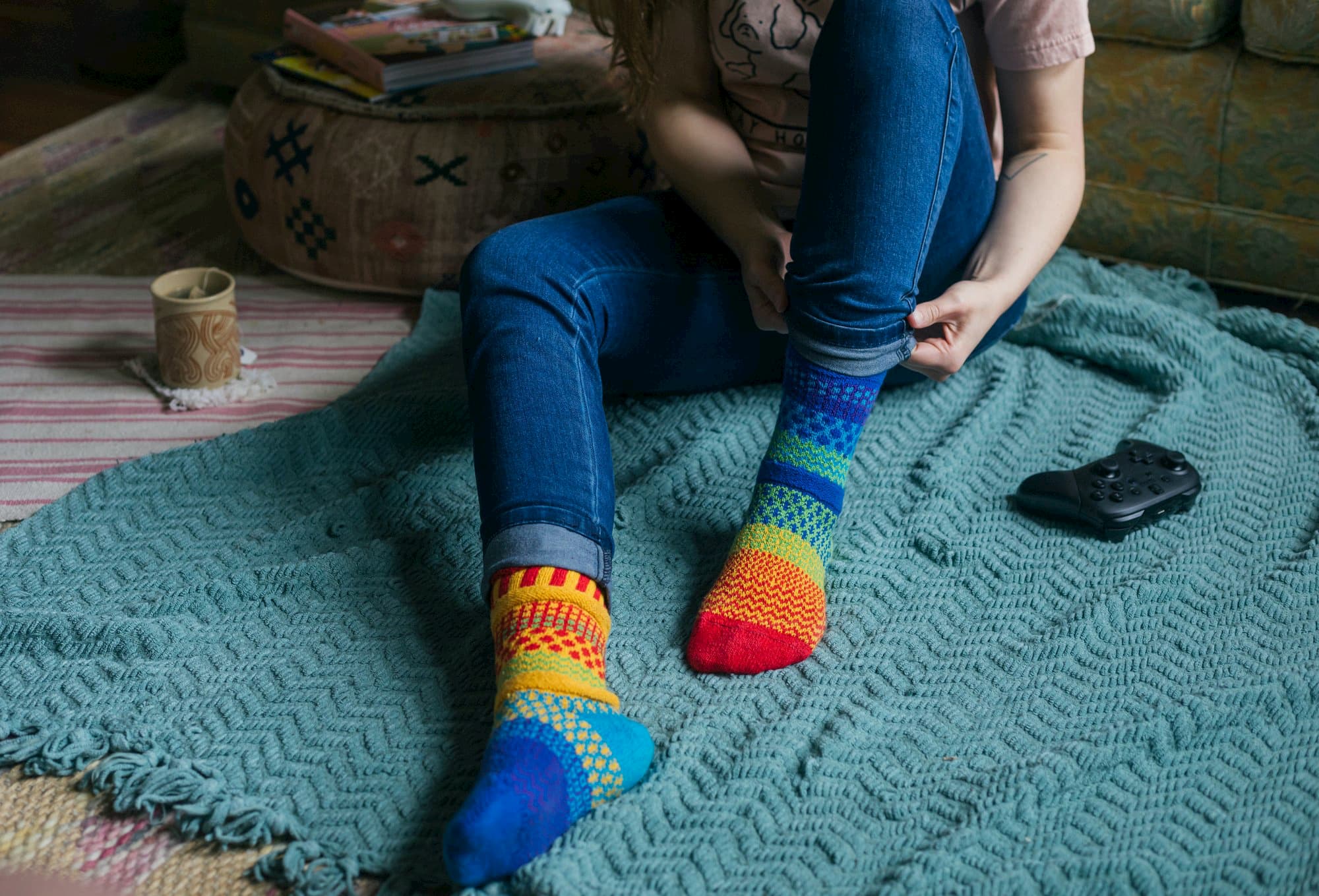 Rainbow Recycled Cotton Crew Socks