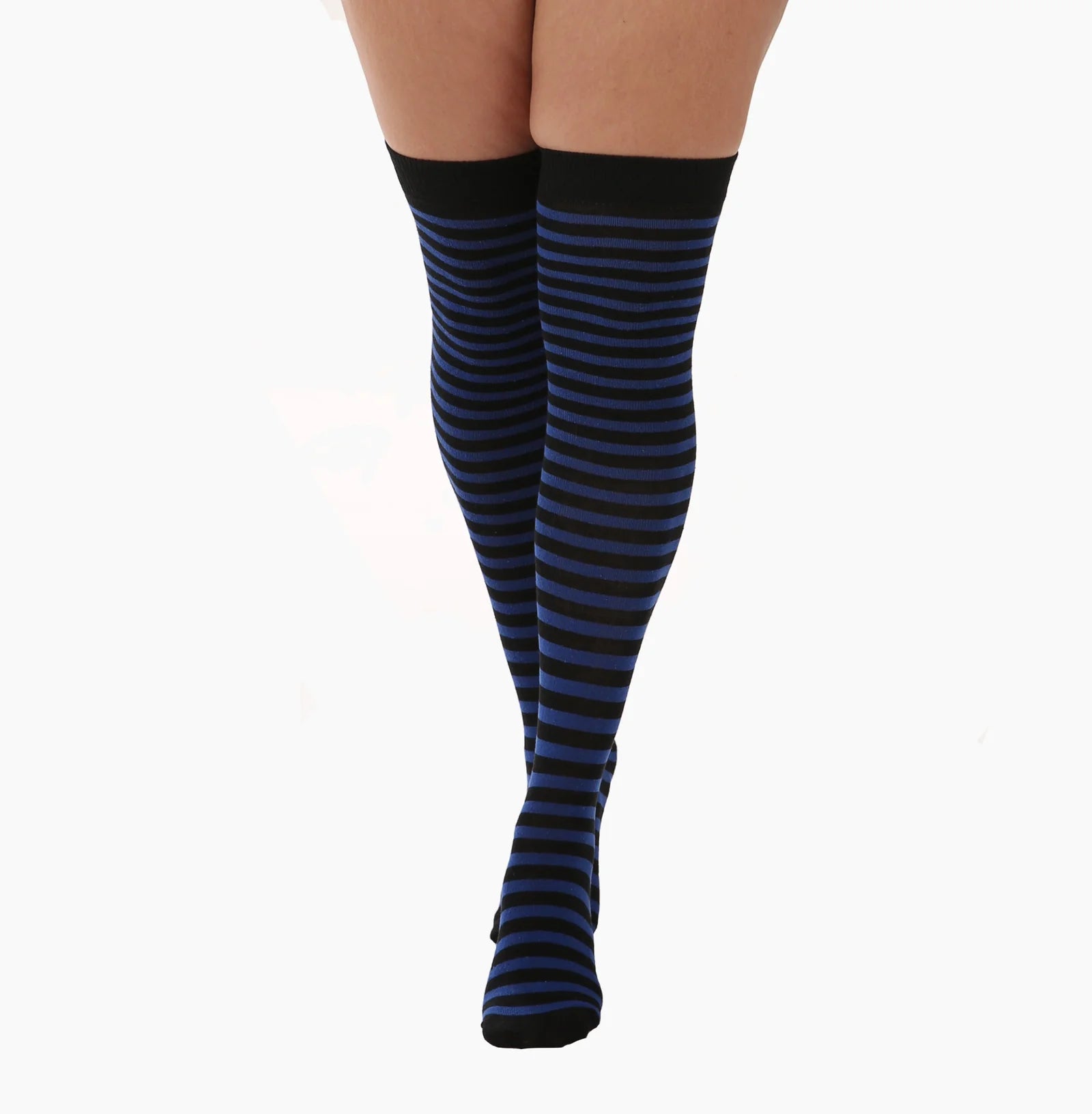 Striped Over The Knee Socks in Blue and Black - The Sockery