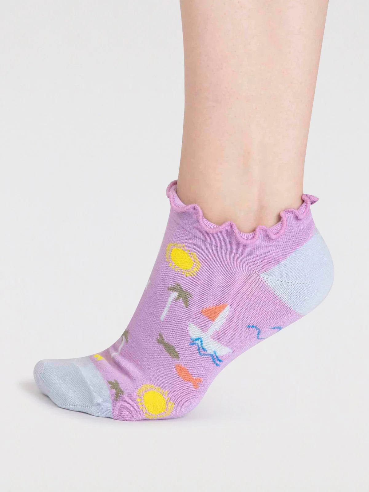Going Sailing Bamboo Ankle Socks in Dusk Lilac - The Sockery