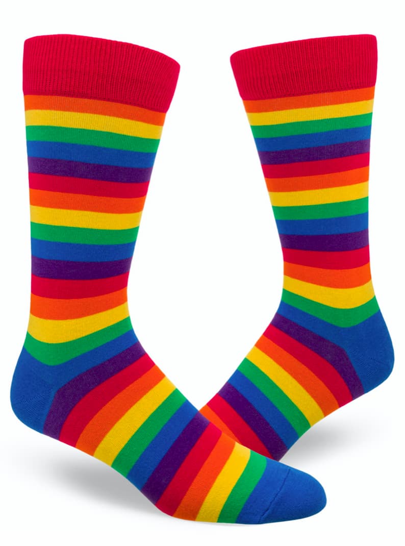 Classic Rainbow Striped Men's Crew Socks