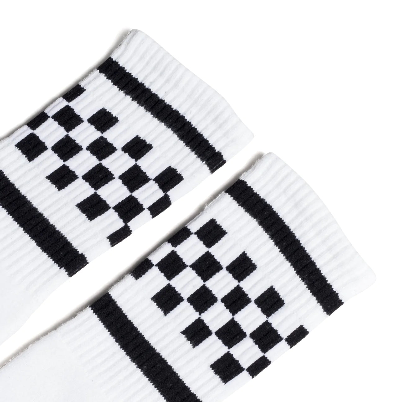 Checkered Athletic Socks in White - The Sockery