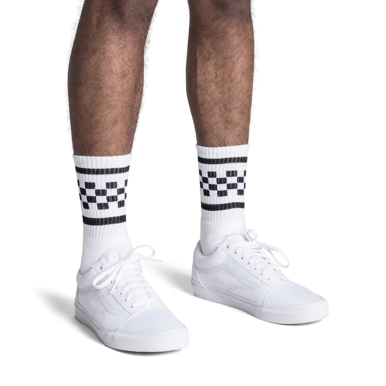 Checkered Athletic Socks in White - The Sockery