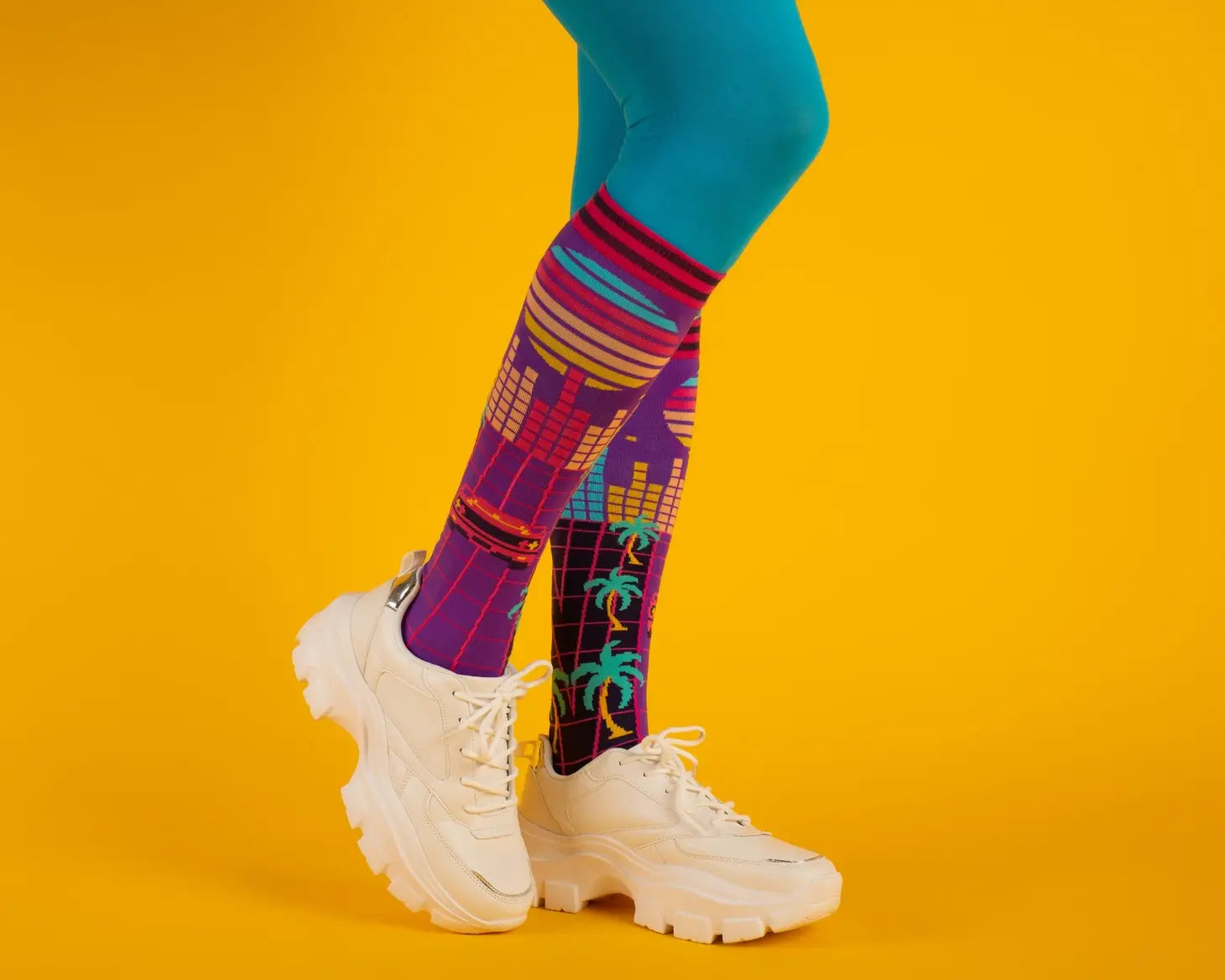 Miami Synthwave Knee High Sock - The Sockery