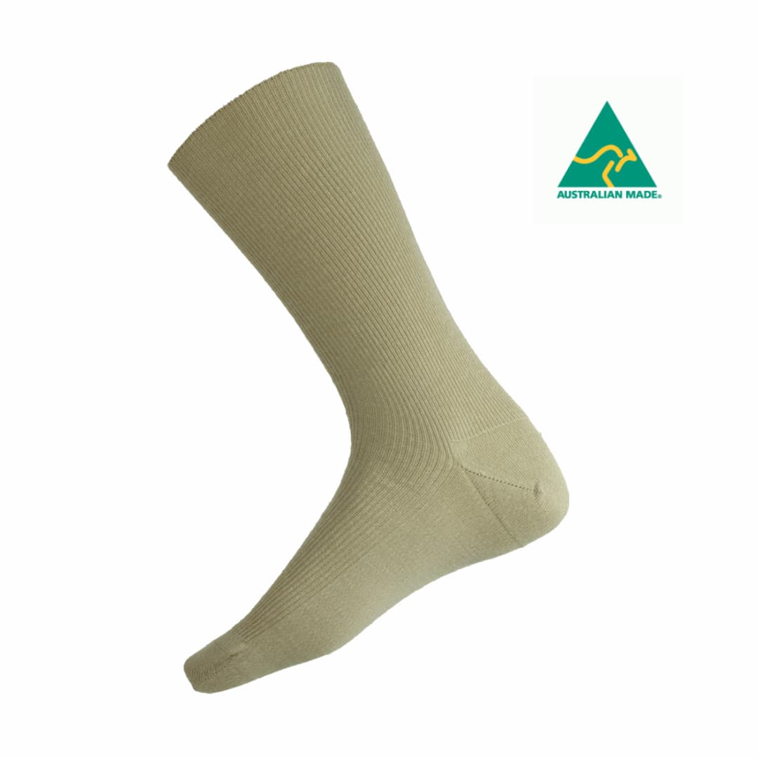 Extra Wide Mens Wool Blend Socks in Sand (Fits Size 13-16) - TheSockery