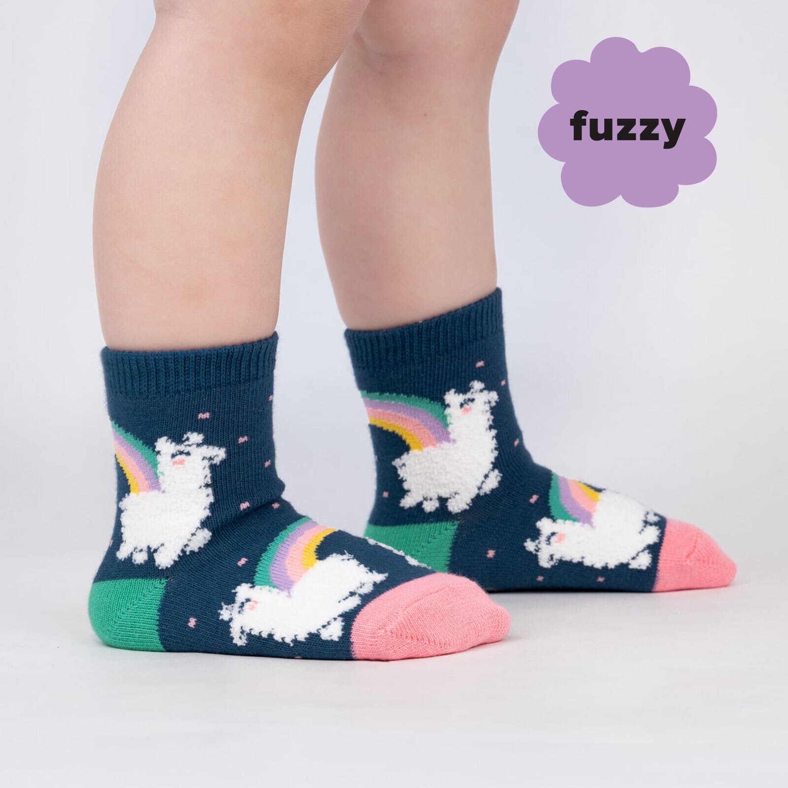 Llam Where Over the Rainbow Toddler Crew Socks