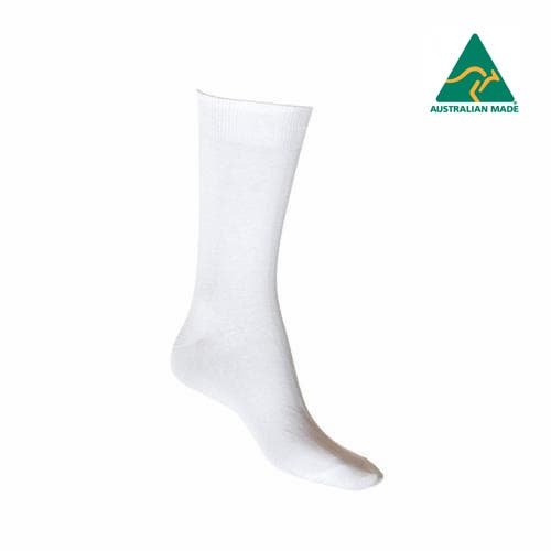 australian made plain white cotton crew sock - The Sockery