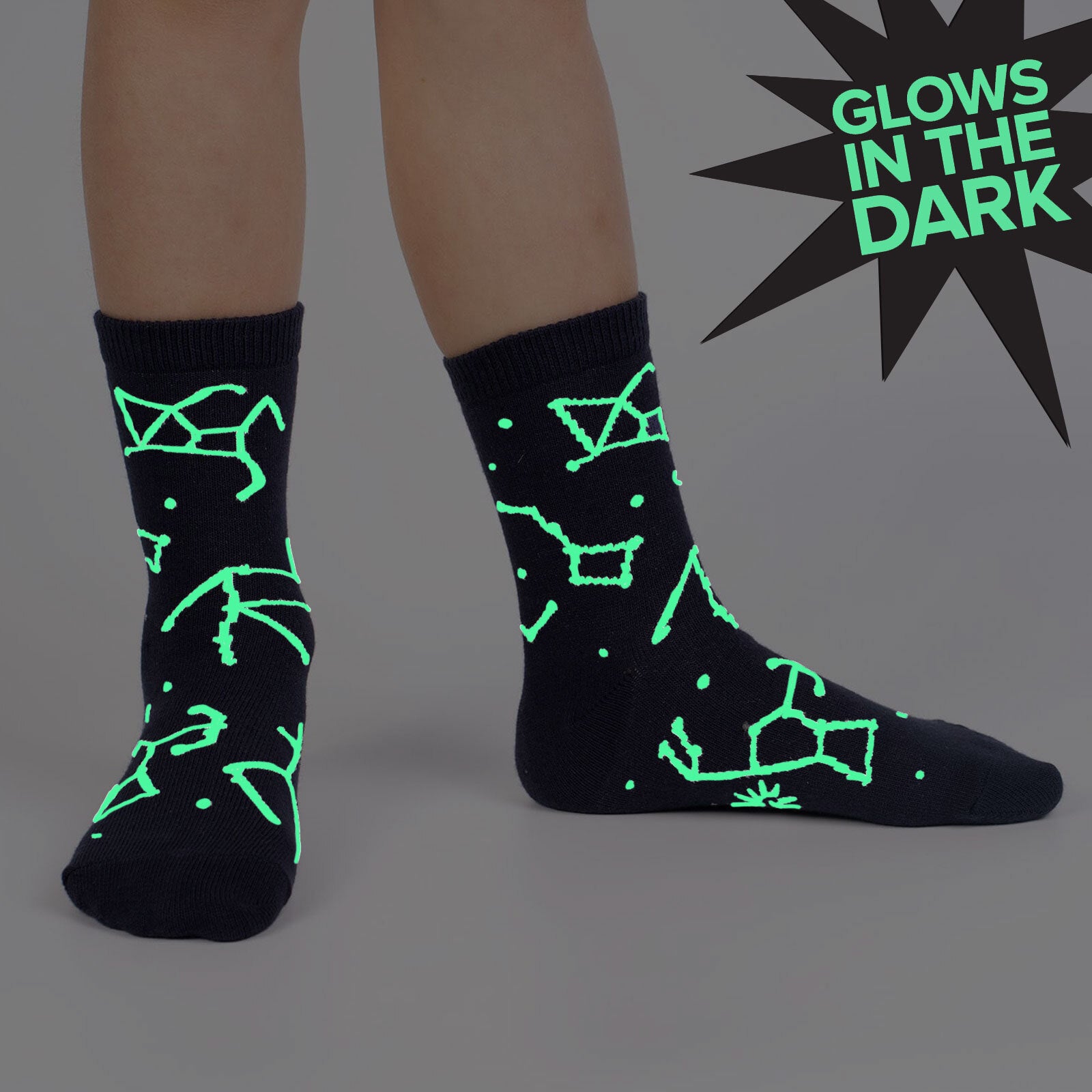 Constellation Crew Sock Fit Ages 3-6 yrs - Glow in the Dark