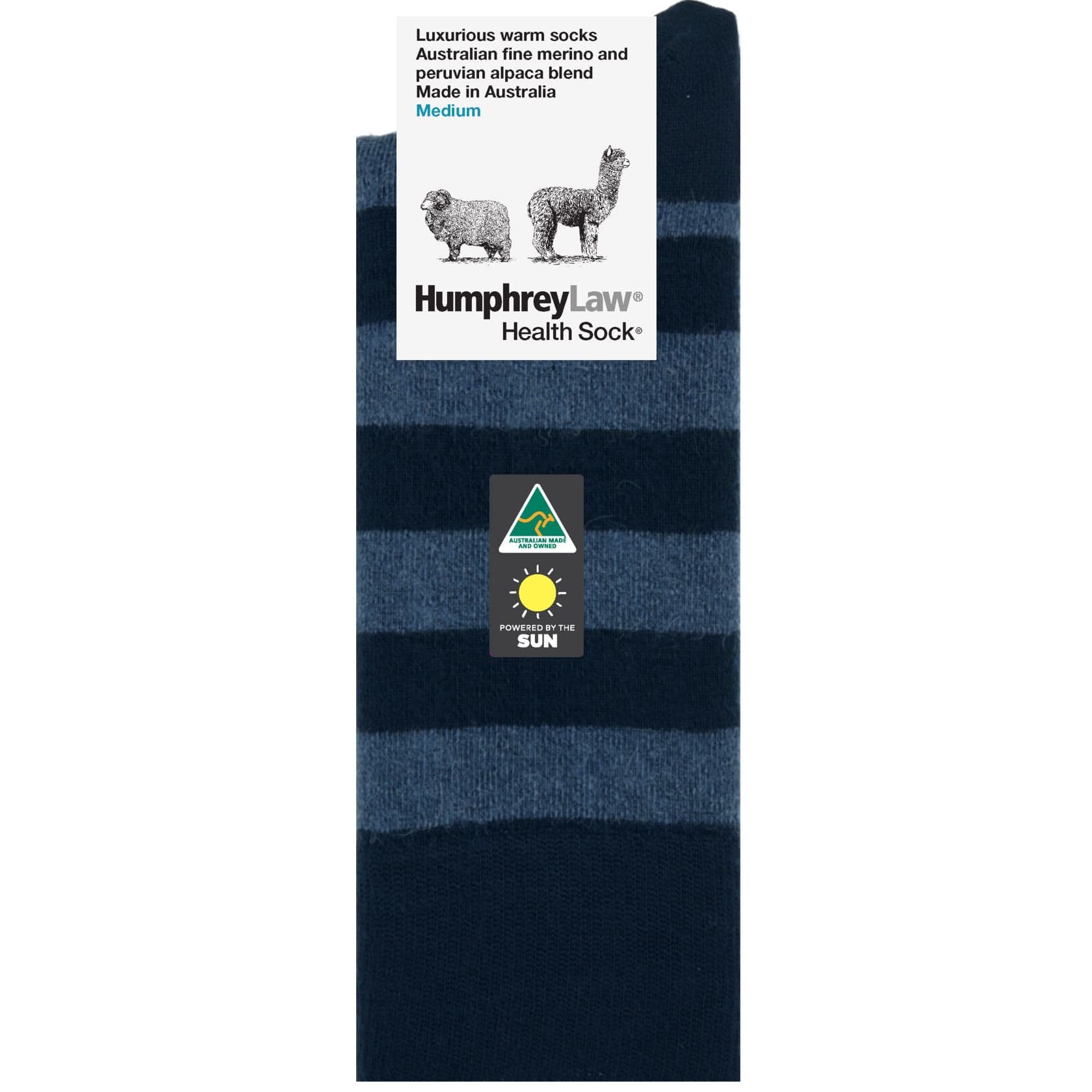 Australian madeMerino and Alpaca Blend Striped Socks in Navy - The Sockery