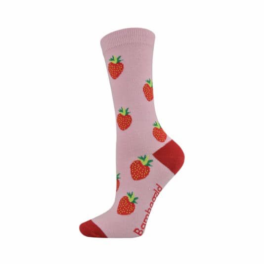Strawberry Women's Bamboo Crew Socks