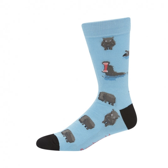 Hungry Hippo Men's Bamboo Crew Socks