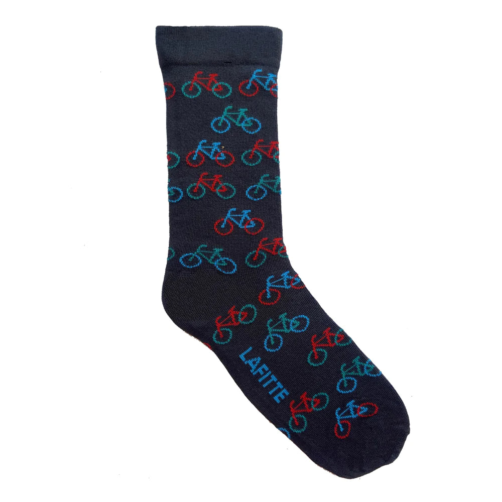 Bicycle Loose Top Bamboo Crew Socks in Charcoal - The Sockery