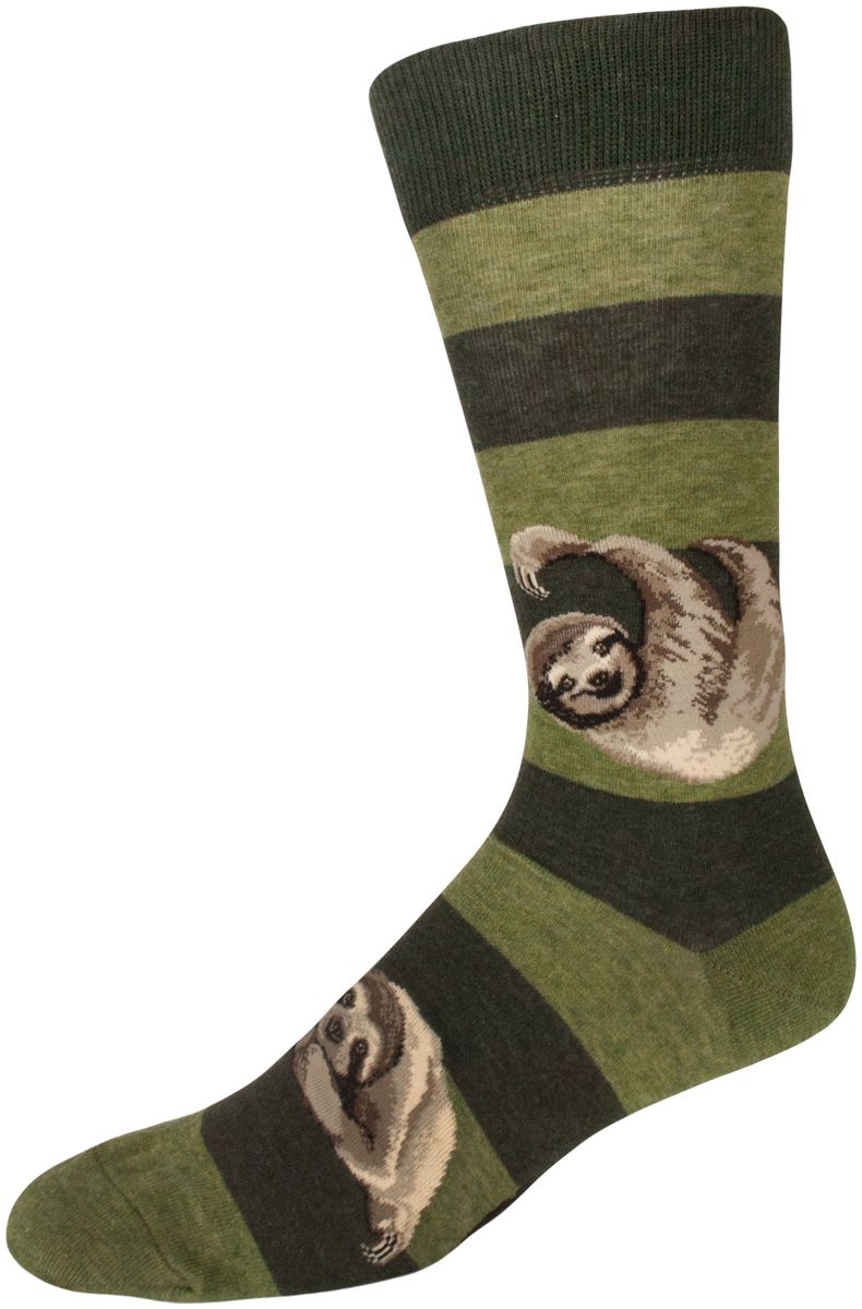 Just Hanging to Meet You Mens Crew Socks in Heather Peat - The Sockery